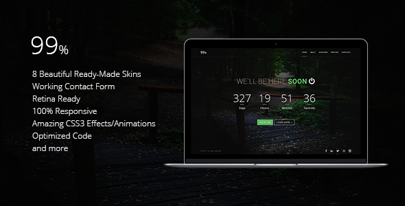 99% - Responsive Coming Soon Page HTML - Under Construction Specialty Pages