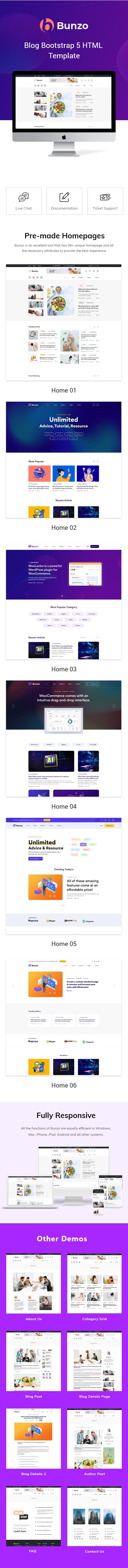 Bunzo - Blog Bootstrap 5 HTML Template - 1