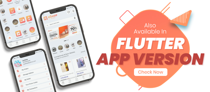 Multivendor ecommerce eShop website and flutter app