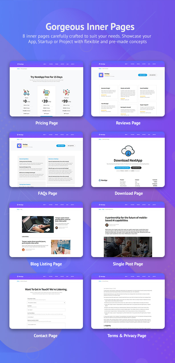 App Landing Page WordPress Theme for Mobile Application Software Design & Development Site - Nextapp - 6