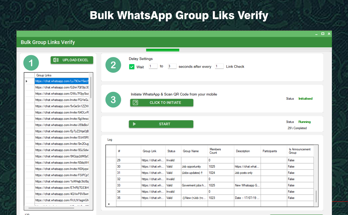 bulk whatsapp group links verify