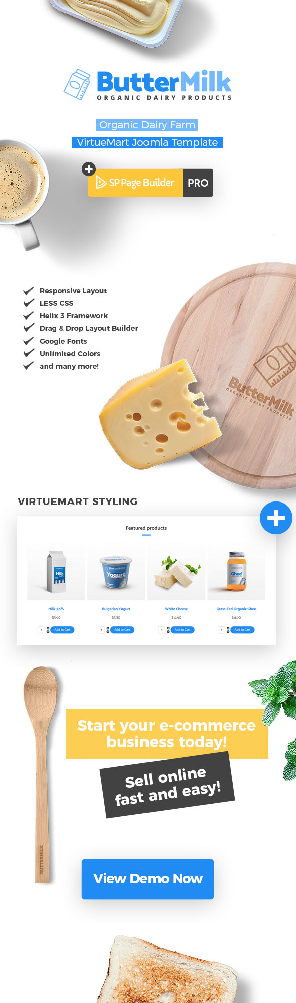 ButterMilk - Organic Dairy Farm VirtueMart Joomla Template - 1