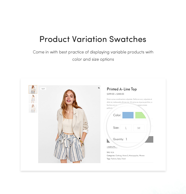 best fashion woocommerce wordpress themes 2018 - product variation swatches