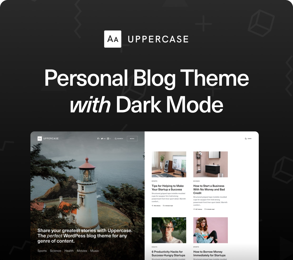 Uppercase - WordPress Blog Theme with Dark Mode - 1