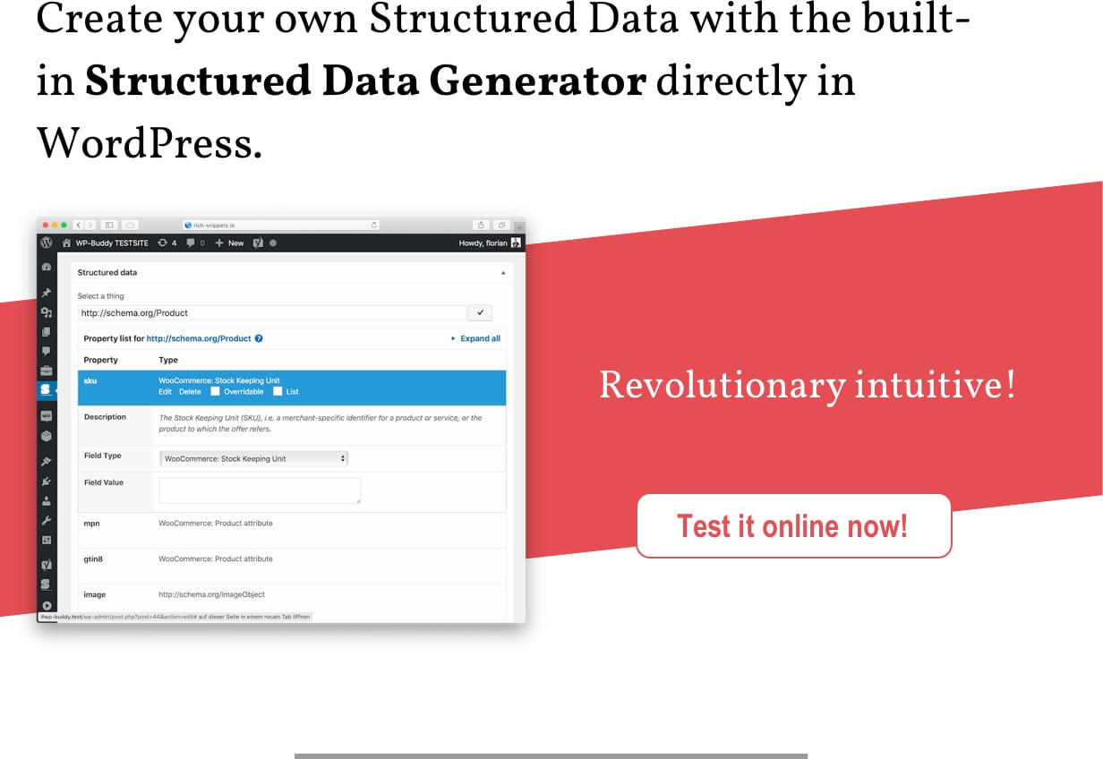 Create your own Structured Data with the built-in Structured Data Generator directly in WordPress