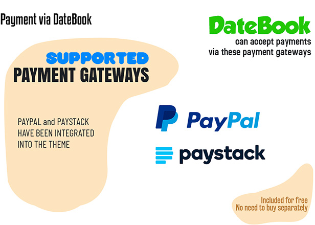 DateBook - Dating WordPress Theme. Accept payments via PayPal and Paystack payment gateways.