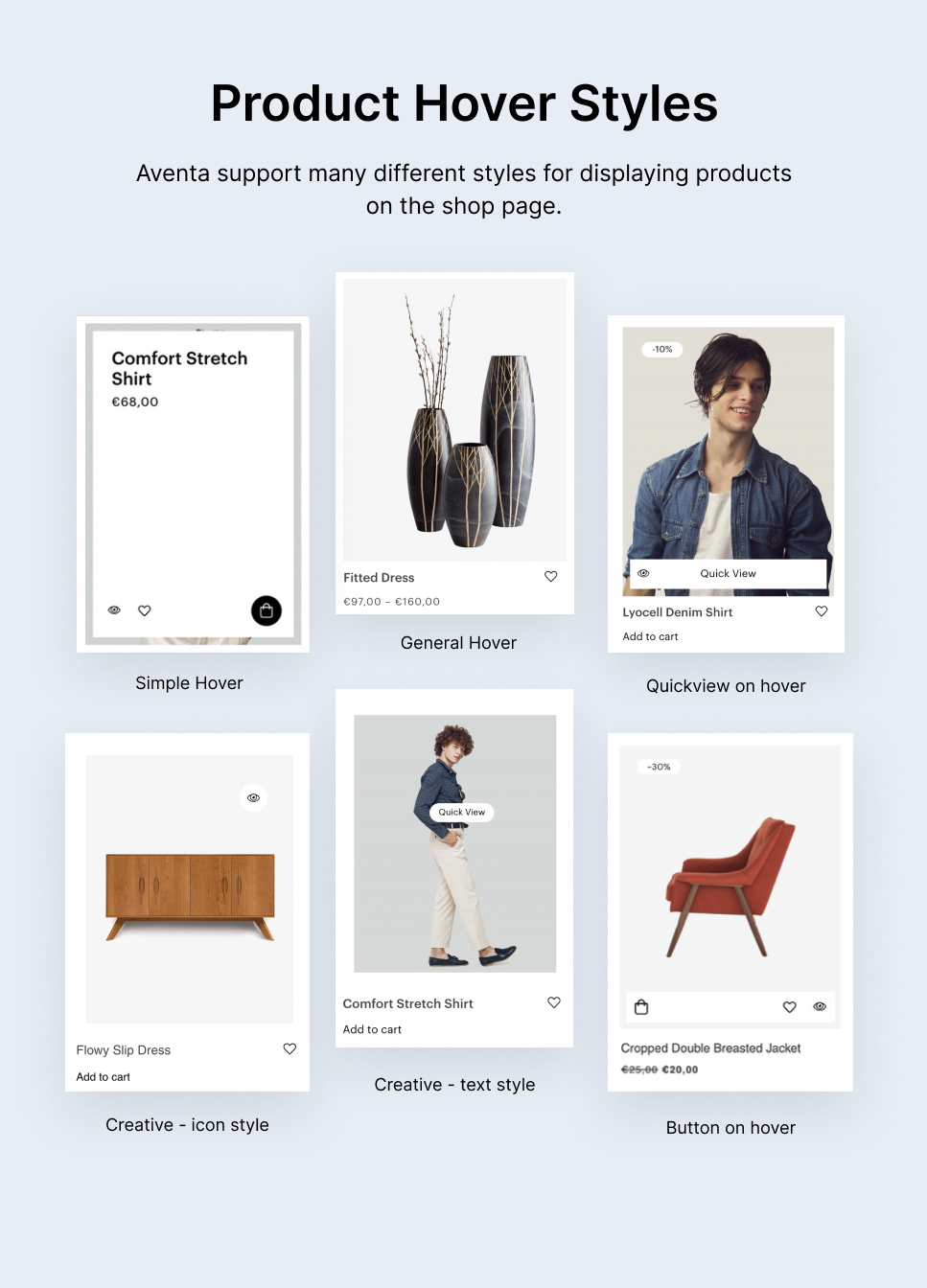 Multiple product hovers