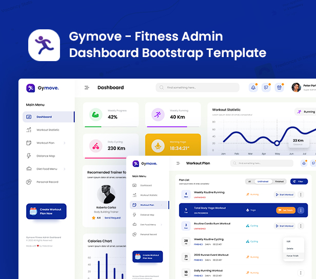 Gymove-健身管理后台仪表盘HTML模板