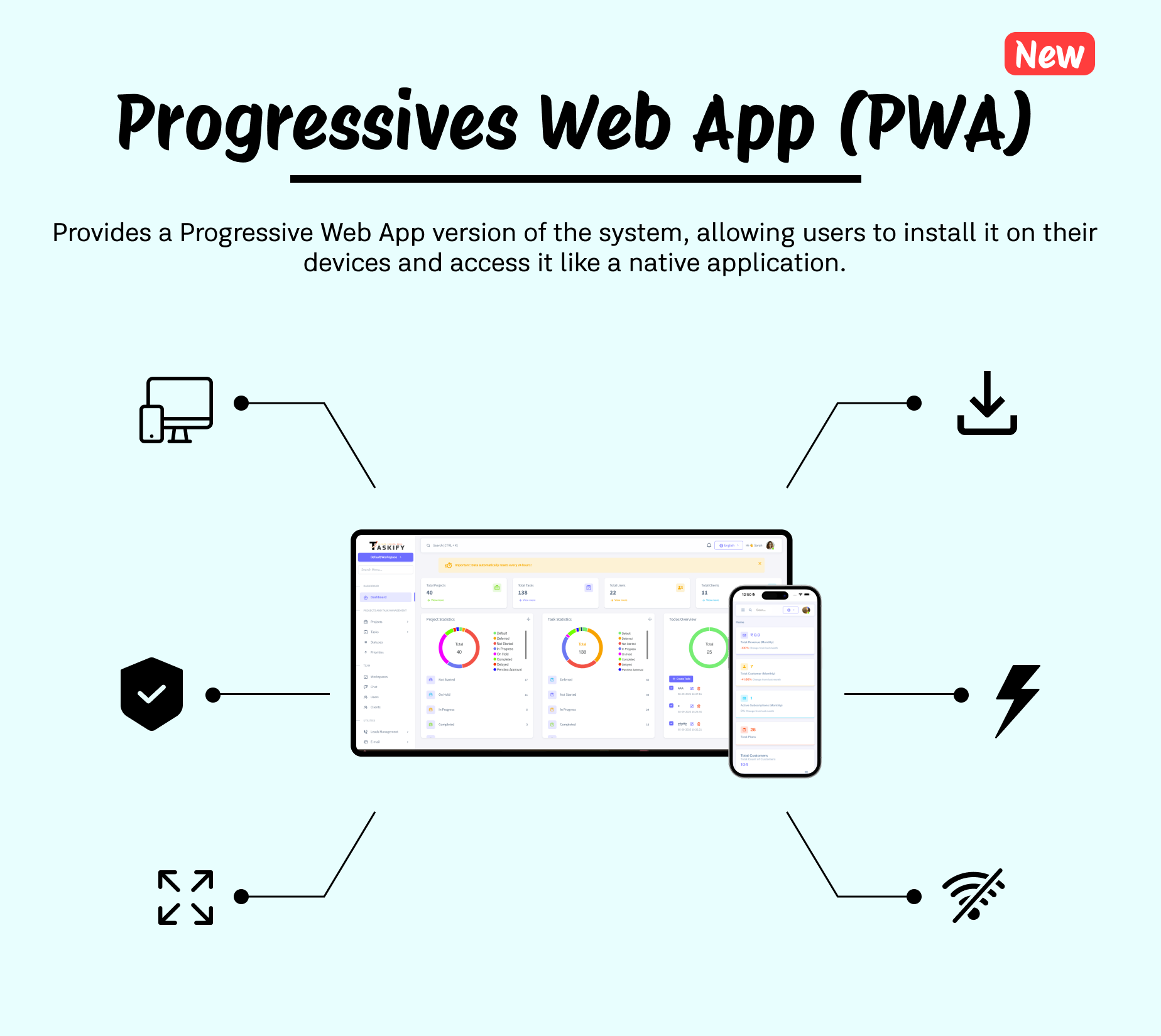 Progressive Web App | Taskify - Project Management, Task Management, CRM & Productivity System