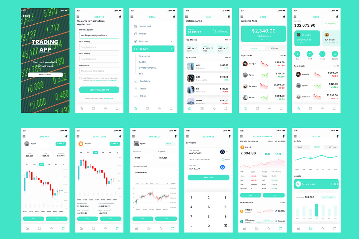 Trading Forex & Stocks, Crypto Trade & Nft App Ui, Web Elements |  GraphicRiver