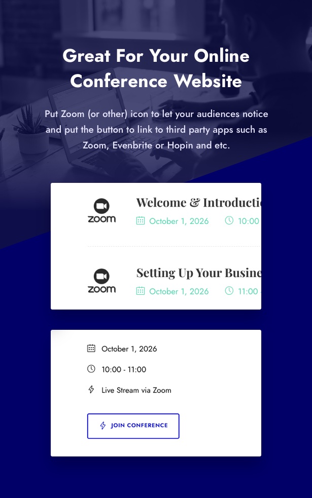 Confera - Online Conference & Event WordPress - 7