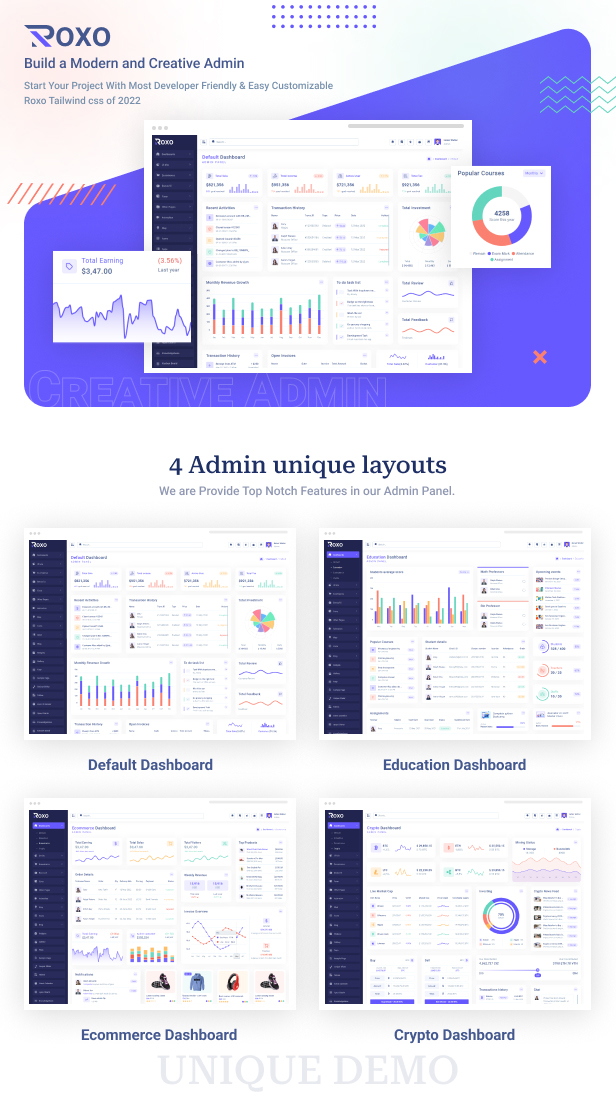 Roxo Admin Dashboard theme