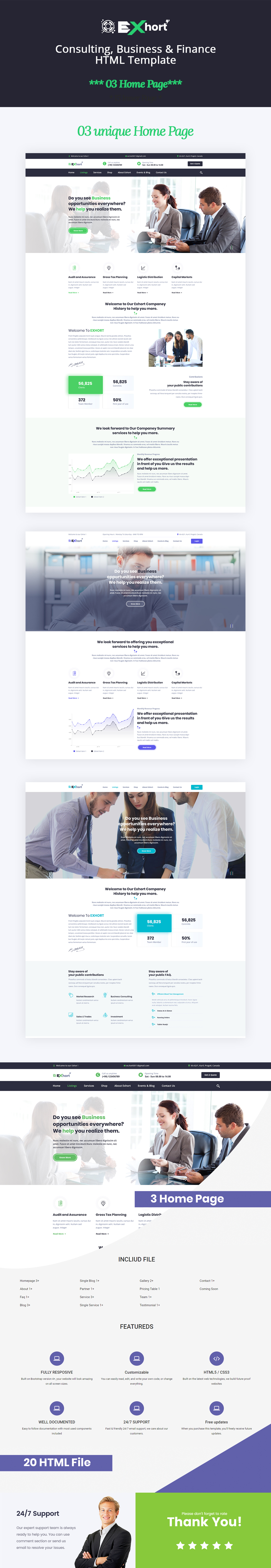 Exhort - Consulting, Finance, Business Bootstrap 4 Template