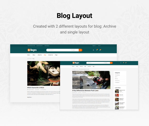 Allegro Equipment Elementor WordPress Blog