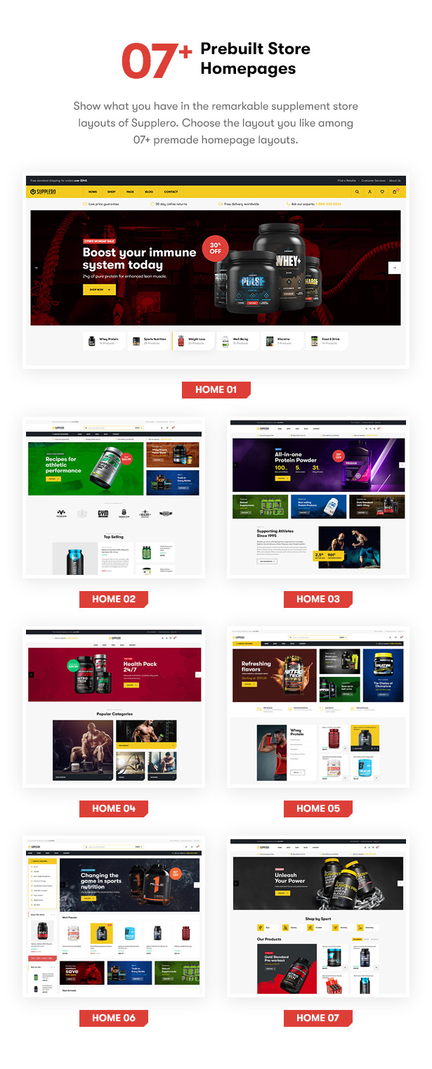 Supplero - Supplement Store WooCommerce WordPress Theme - Ready-to-use Demo Websites for Supplement Store