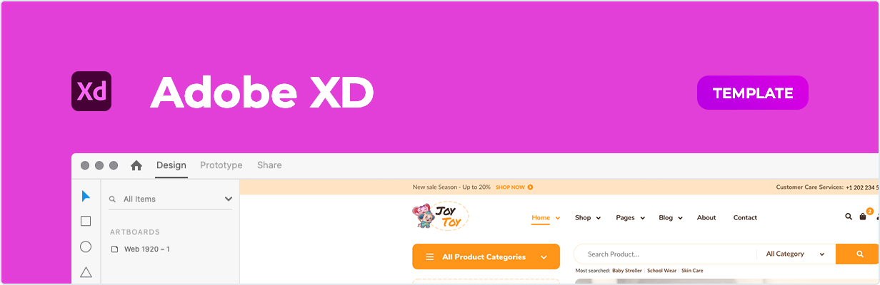 JoyToy - Kids Store Template for XD