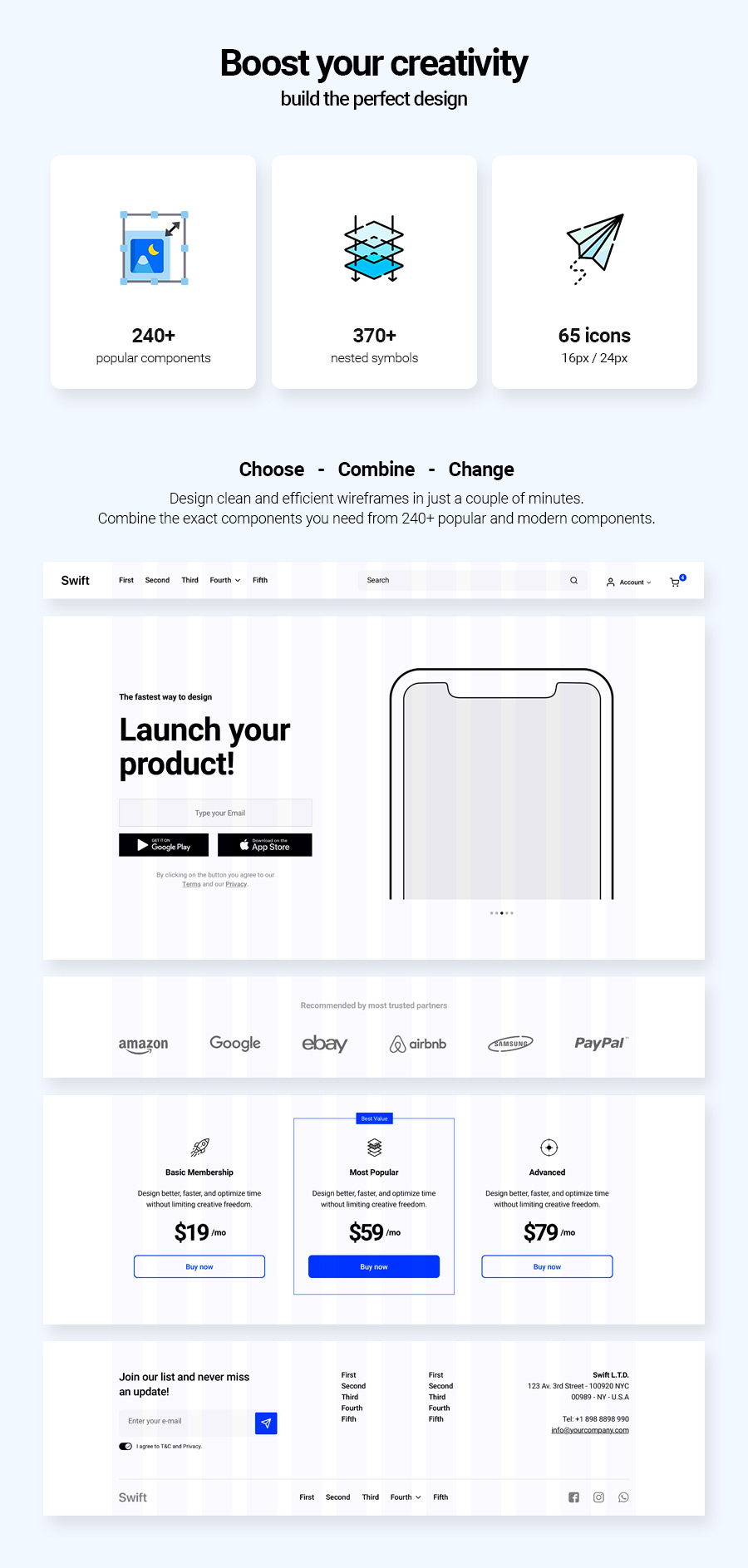 Wireframe Powerful Kit for Adobe XD - 2