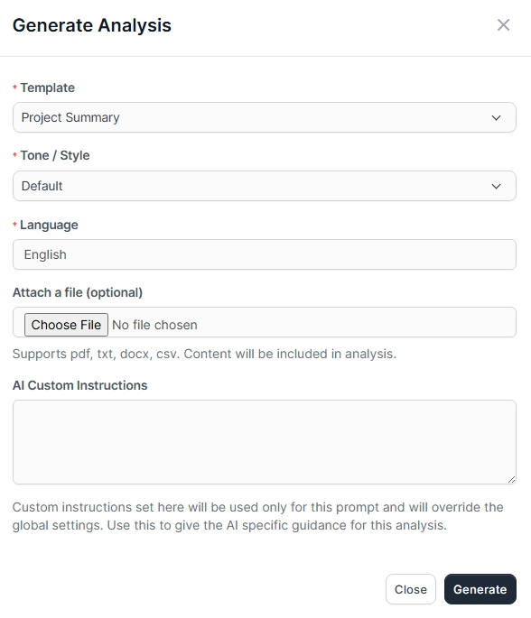 Generate Analysis