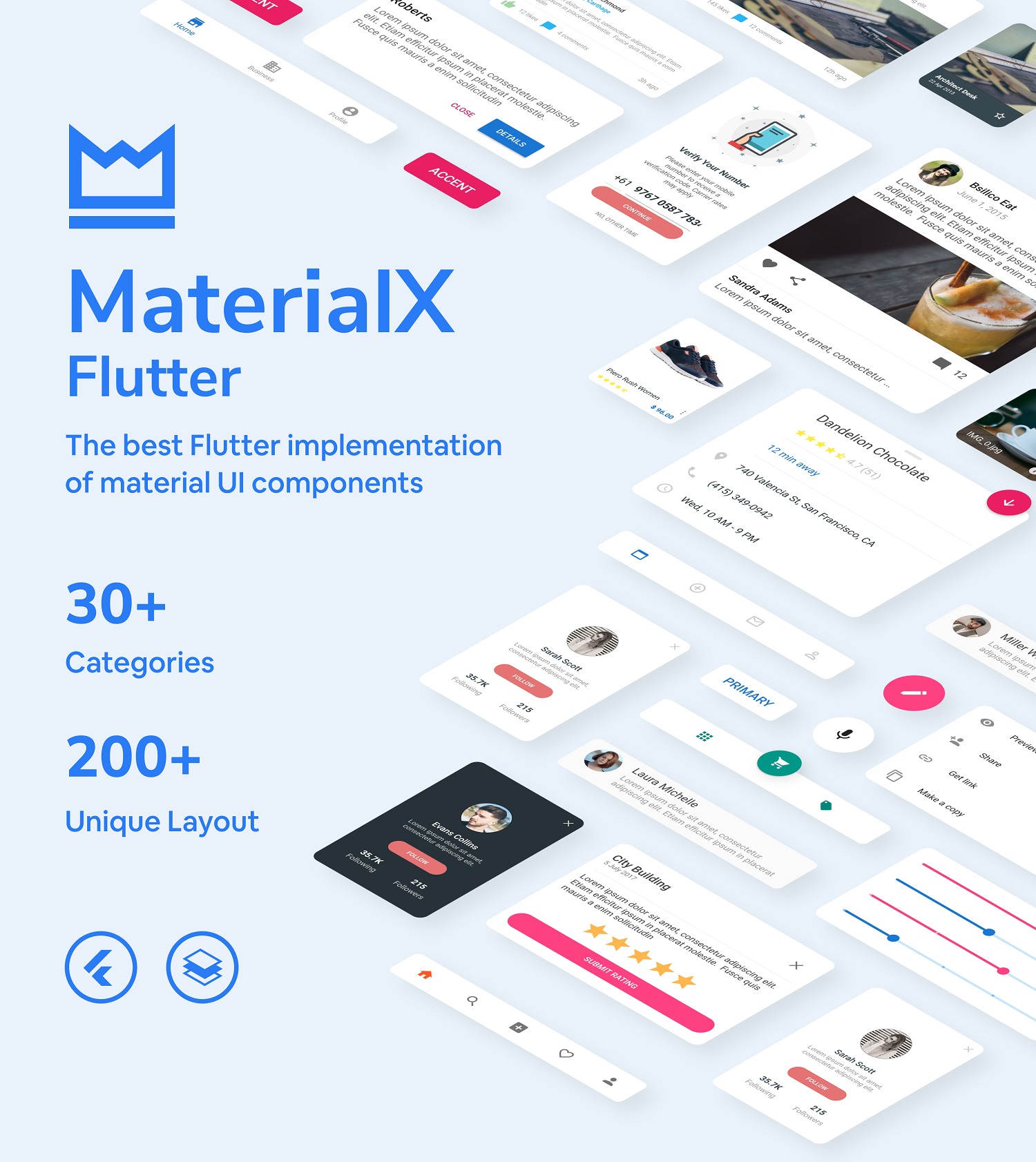 MaterialX Flutter - Flutter Material Design UI Components 2.1 - 4