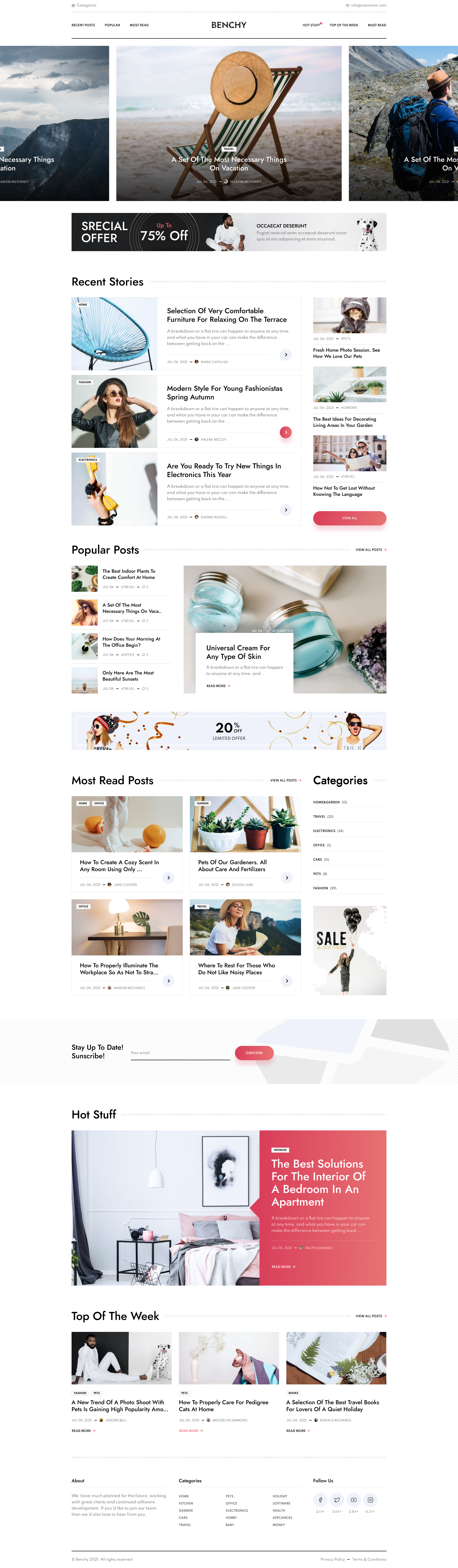 Benchy - Blog & Magazine Sketch UI Template - 1