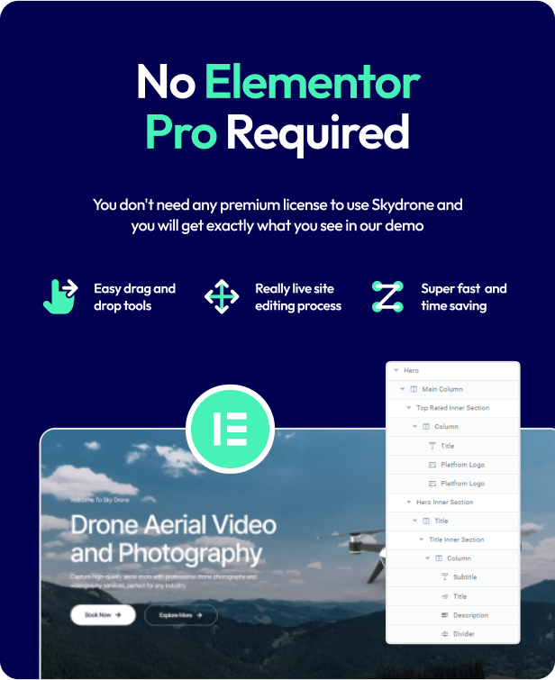 Skydrone - Drone Aerial Video & Photography Elementor Template Kit - 2