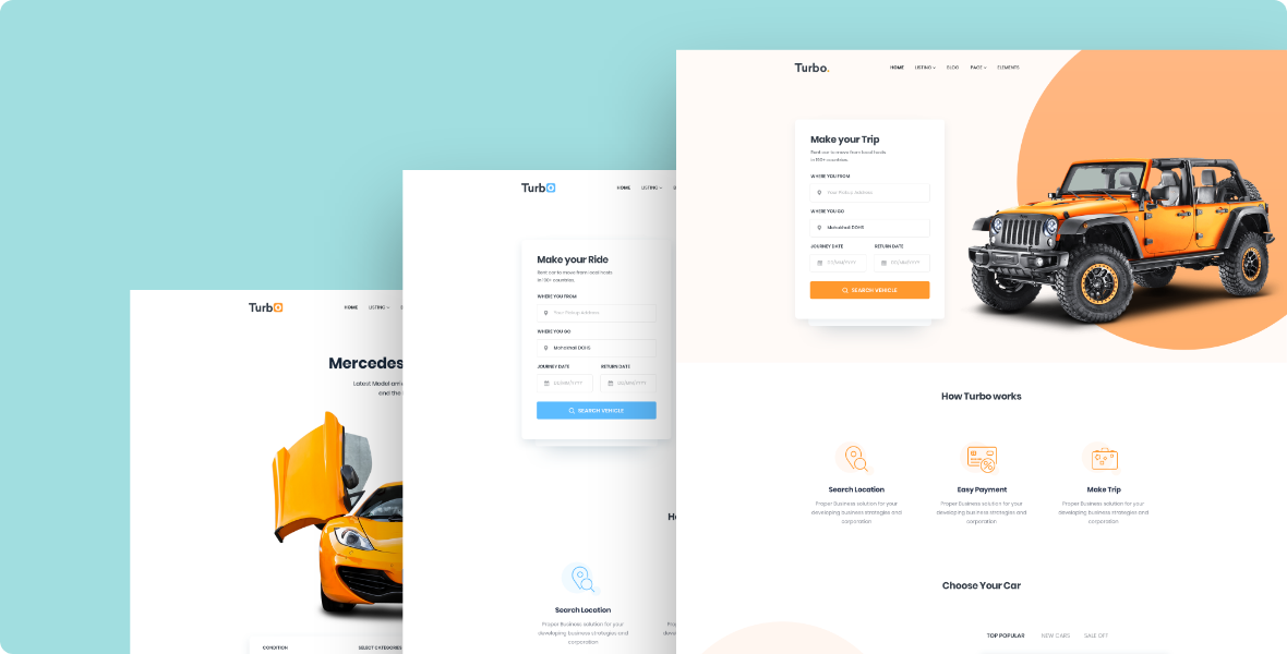 Turbo - Car Rental System WordPress Theme, WooCommerce Booking, car rental