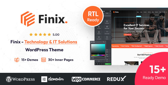 Finix - Technology & IT Solutions WordPress Theme + RTL Ready