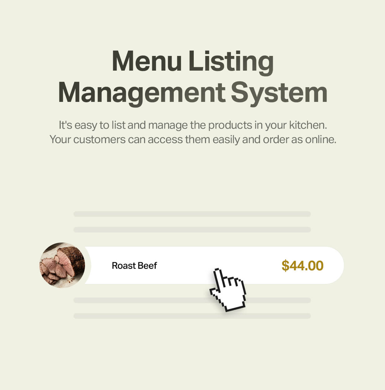 Food menu listing