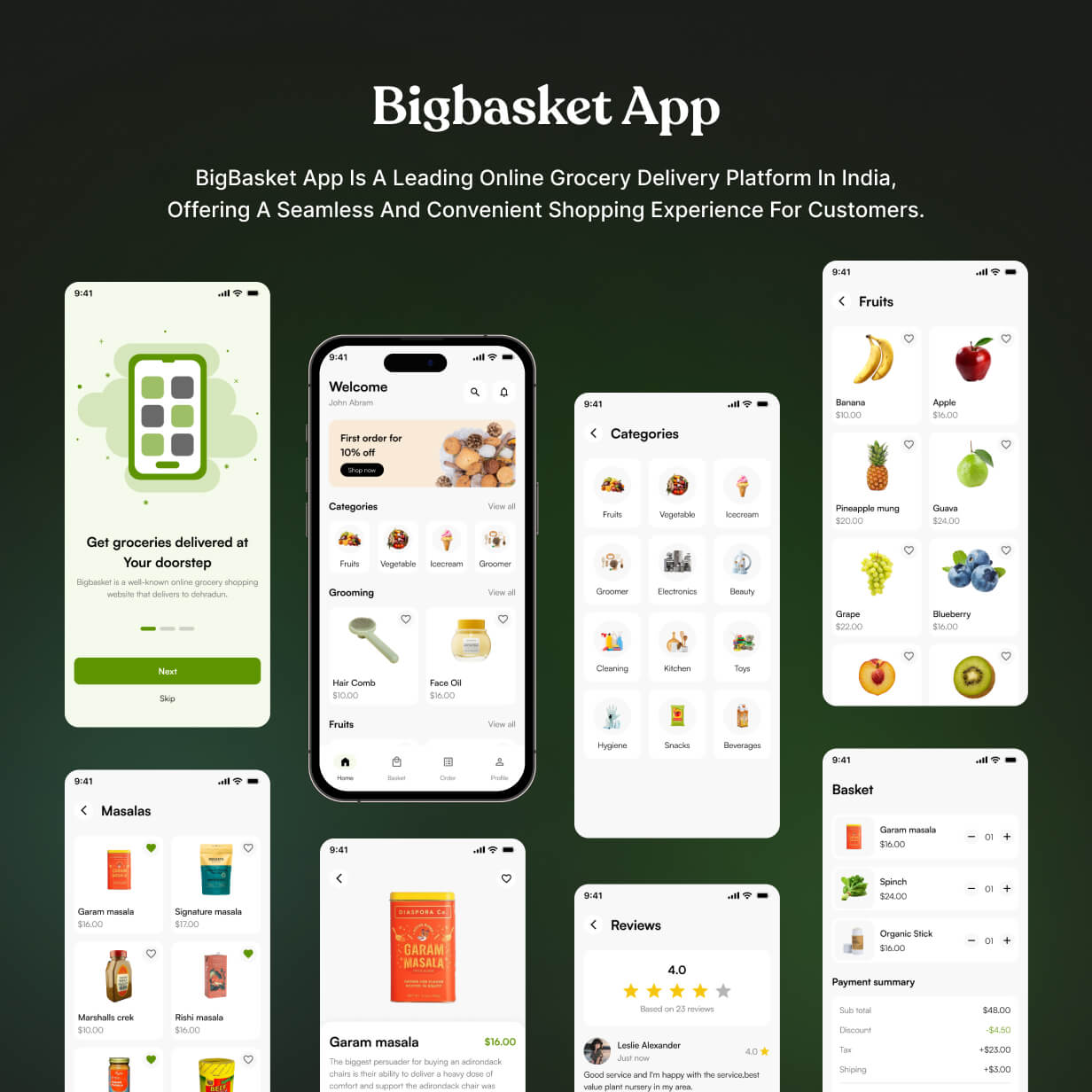 BigBasket UI template |  Ecommerce App in Flutter | FreshCart App template - 2