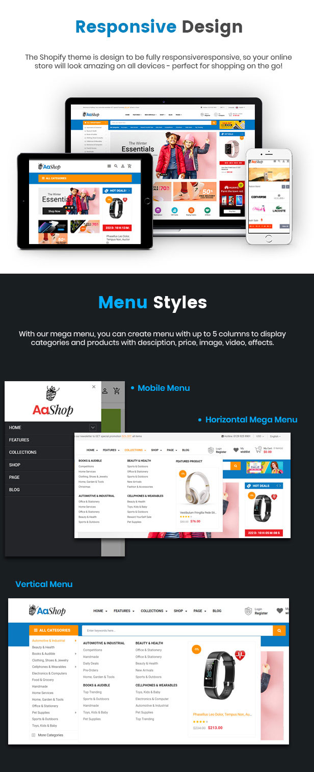 AaShop - Multipurpose Responsive Shopify Theme with Sections