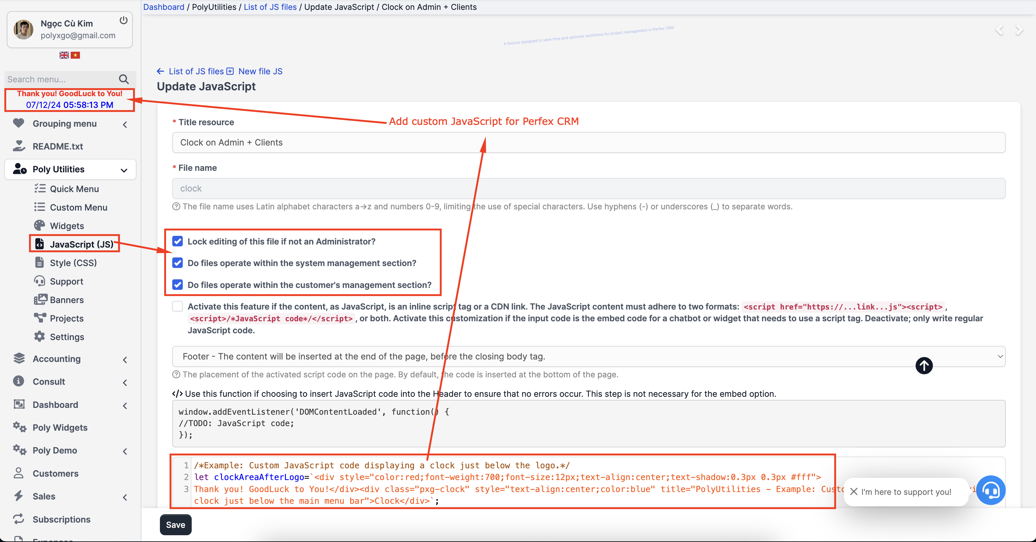 PolyUtilities for Perfex CRM: Quick Access Menu, Custom JS, CSS, and More - 31