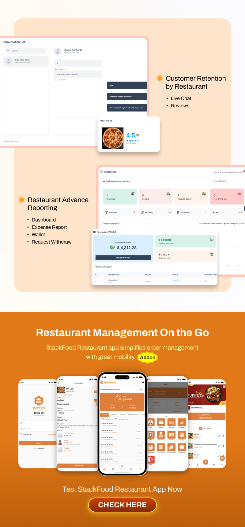 StackFood multi restaurant food delivery app source code by sixamtech
