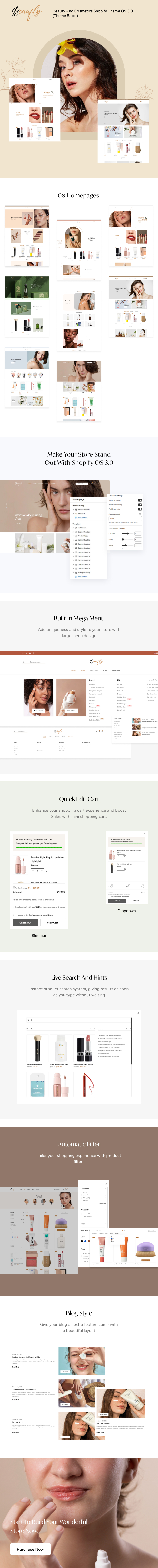 Beauty Cosmetics Shopify Theme Beaufly OS 3.0 Preview