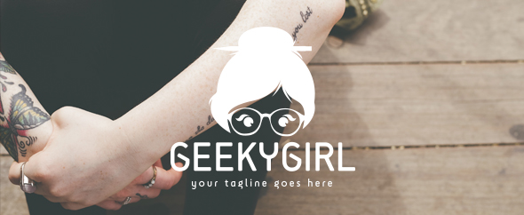 geeky girl logo template