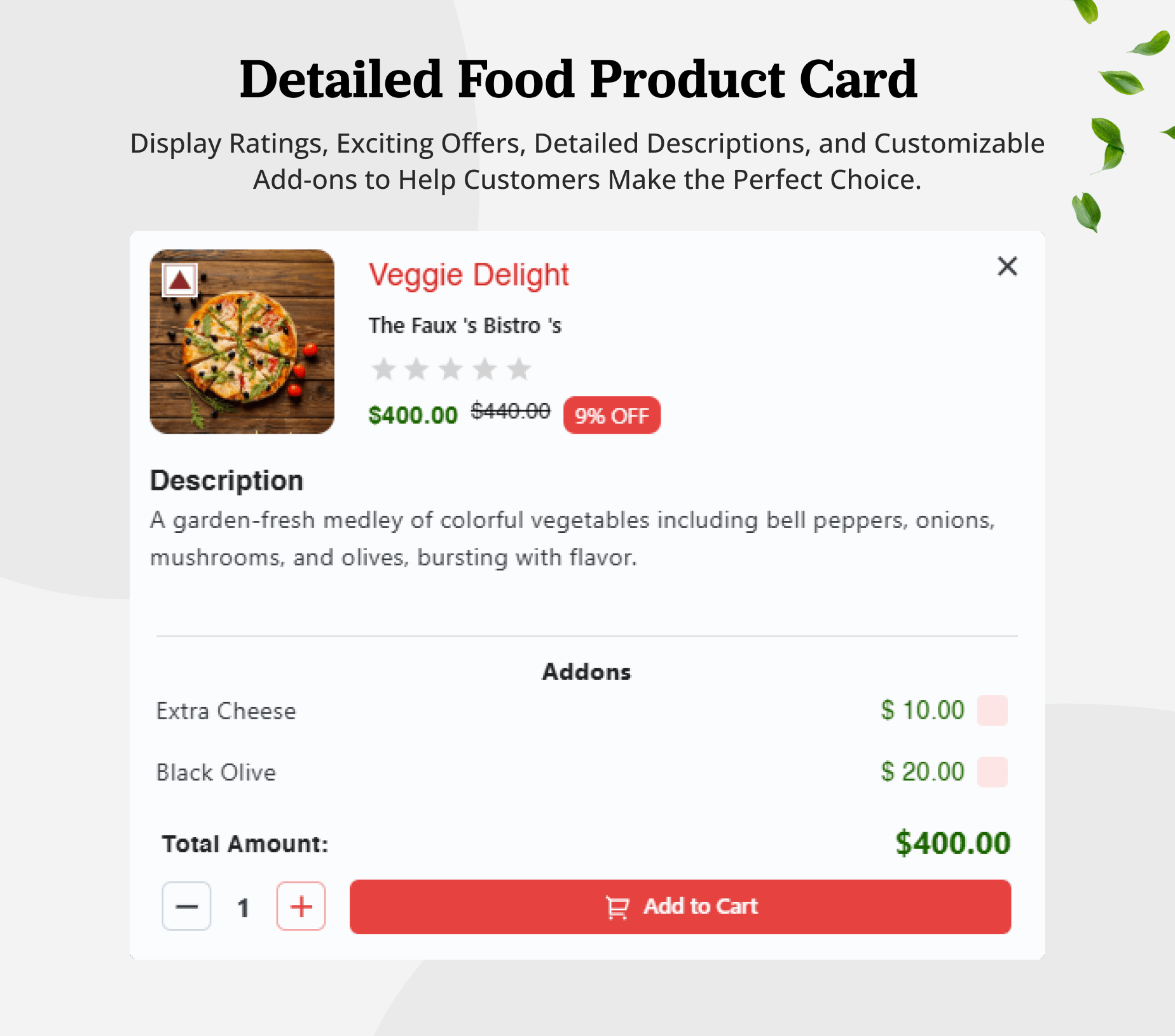 Detailed Product Card - Multi Restaurant and vendor management - eRestro multivendor restaurant food delivery app