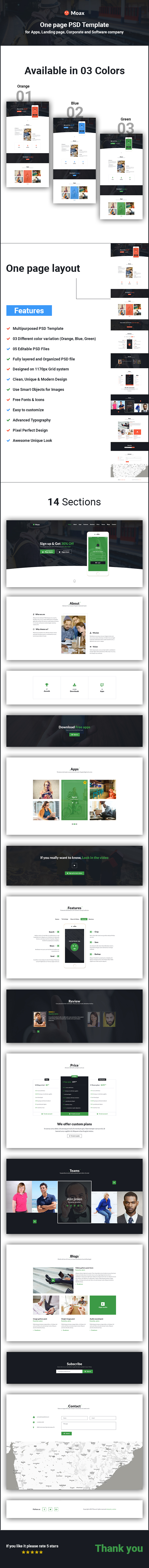 Moax - Multipurposed one page PSD Template for (App, Software & Others) - 2
