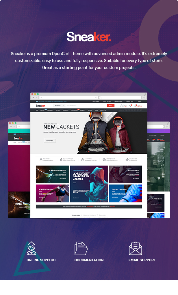 Sneaker - Shoes Responsive OpenCart Theme (Included Color Swatches)