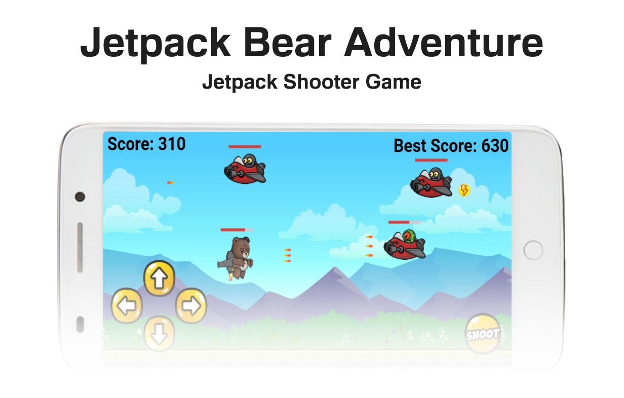 Jetpack Bear Adventure - Shooter Game Android Studio Project with AdMob Ads  + Ready to Publish