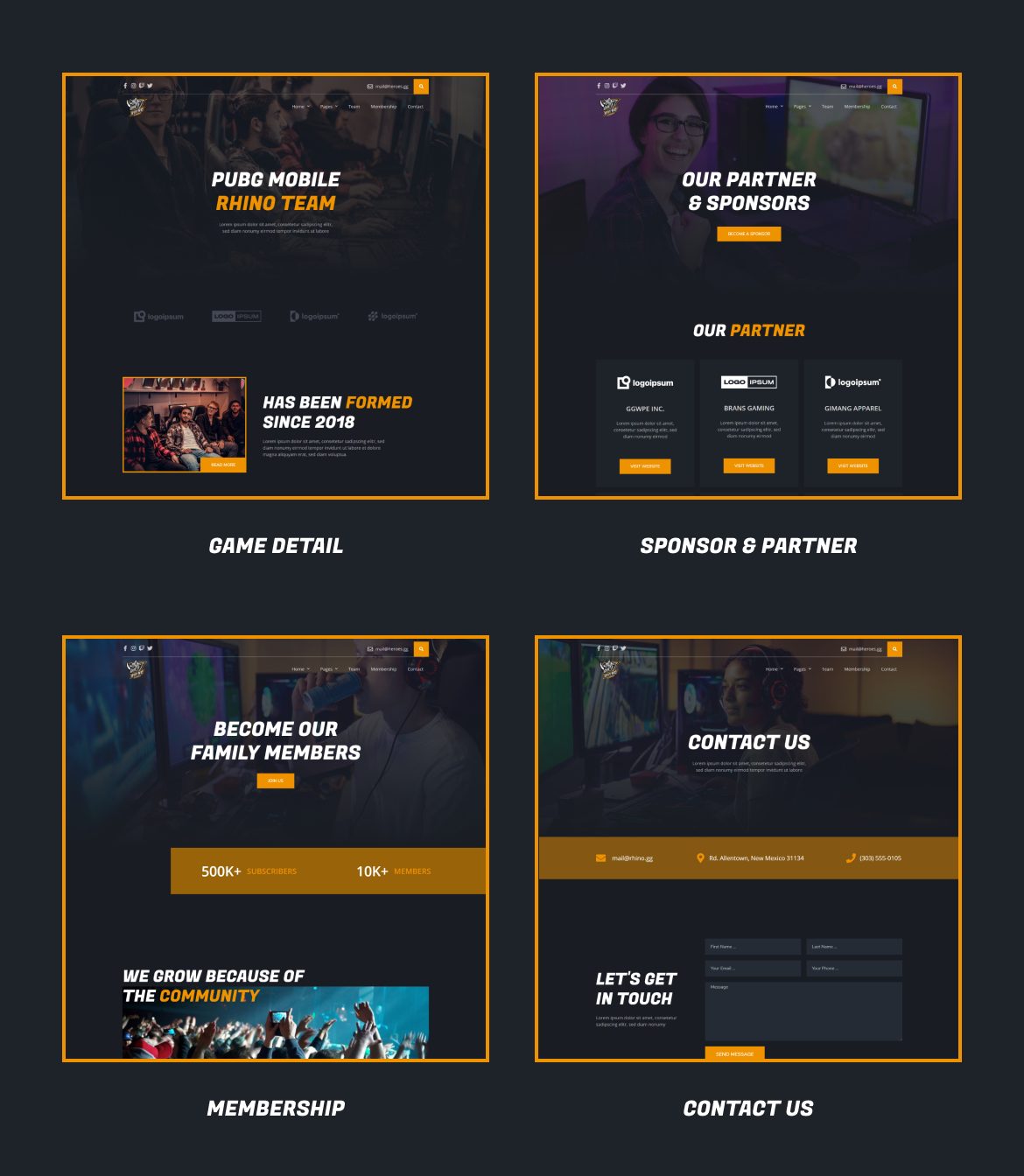 Rhino - Esports & Gaming Elementor Template Kit - 3