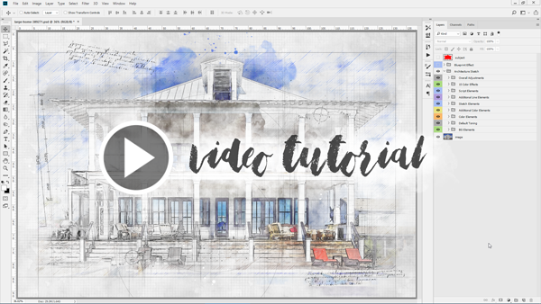 Animated Architecture Sketch and Blueprint Photoshop Action - 2