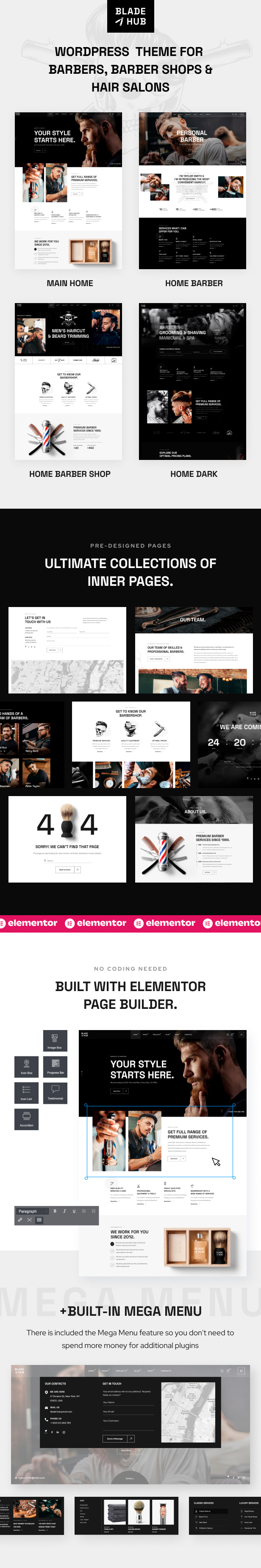 BladeHub - Barber Shop & Hairdressers WordPress Theme - 1