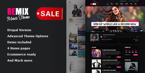 Remix - The Music Band And Club Party Commerce Drupal 7.6 RTL Theme