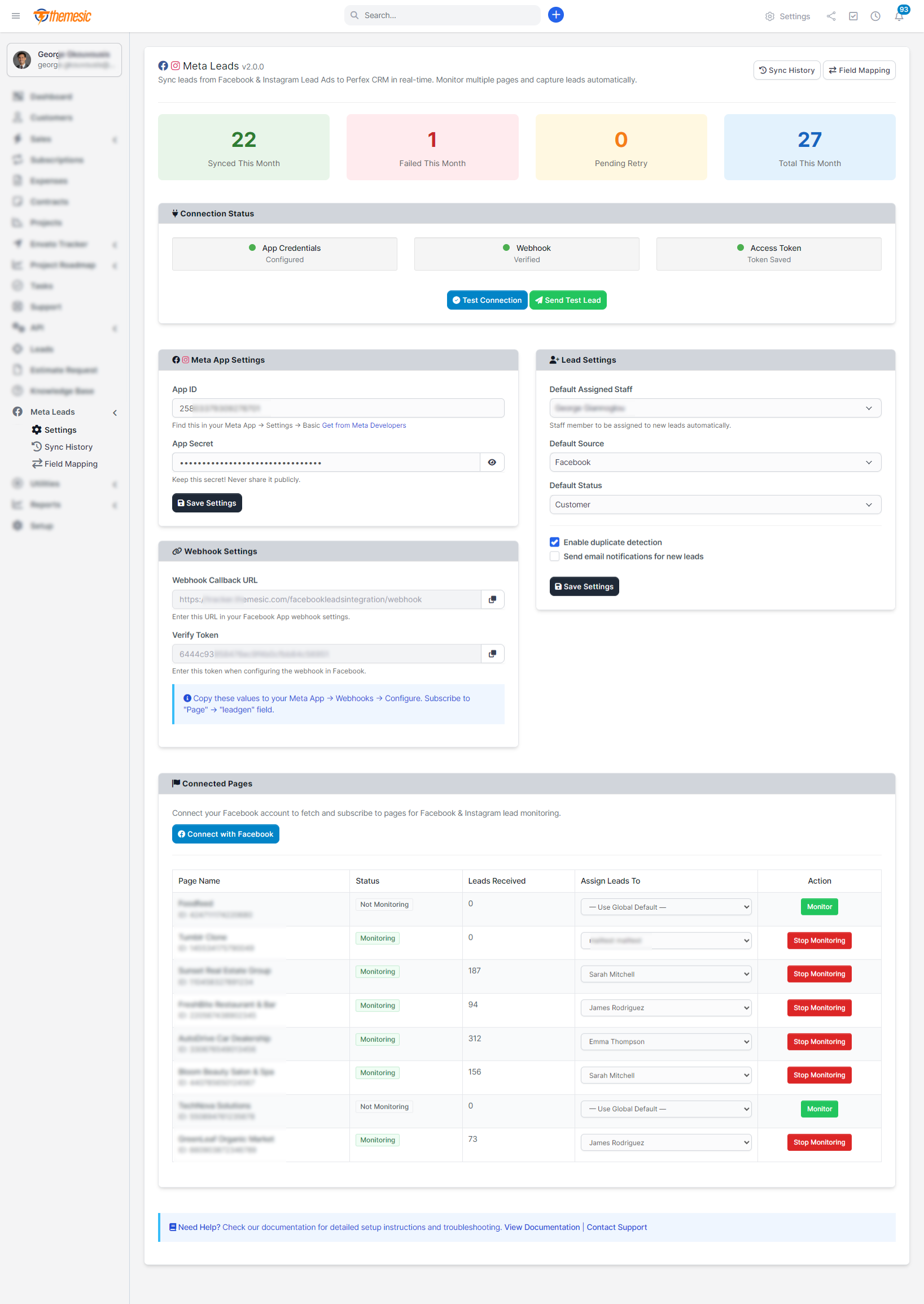 Facebook & Instagram Leads Synchronization module for Perfex CRM - Marketing Automation for Meta Ads - 2