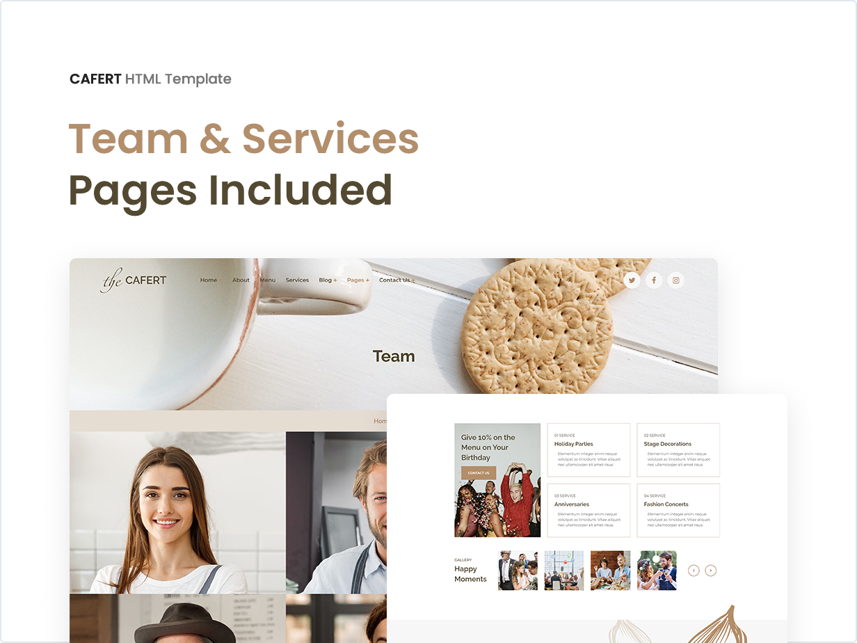 Team and Services Pages Included