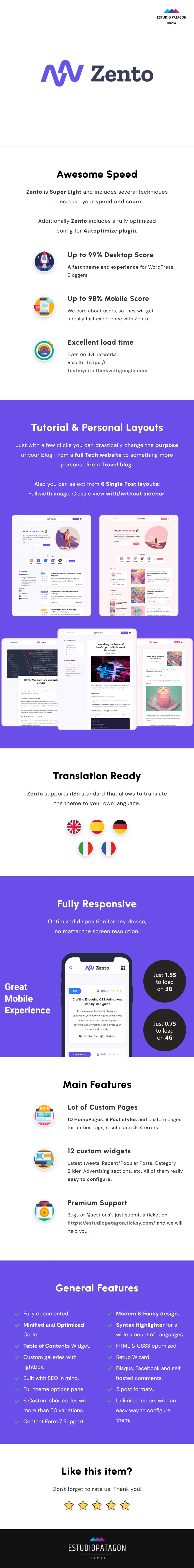 Zento - Modern & Lightweight Blog for WordPress