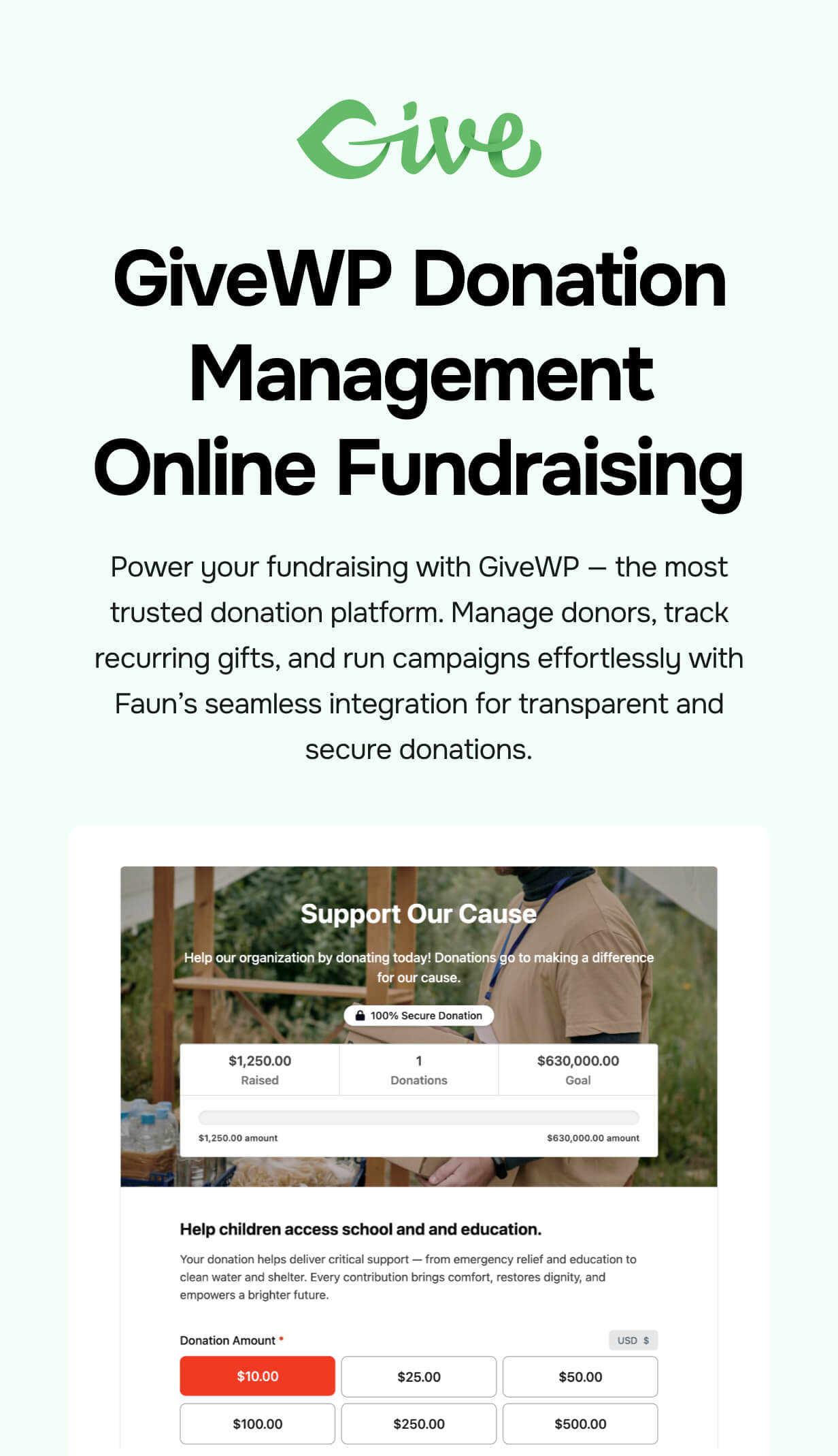 GiveWP Donation Management - Faun Charity & Fundraising WordPress Theme