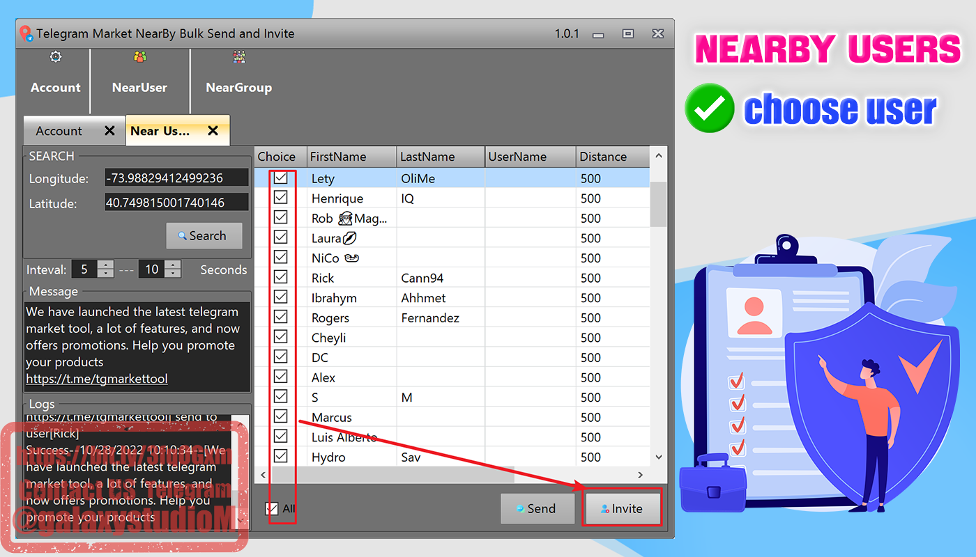 Telegram Nearby Users|Group|Channel Bulk Send | Extract |Invite