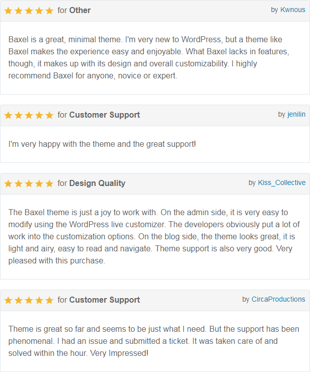 Baxel Customer Reviews