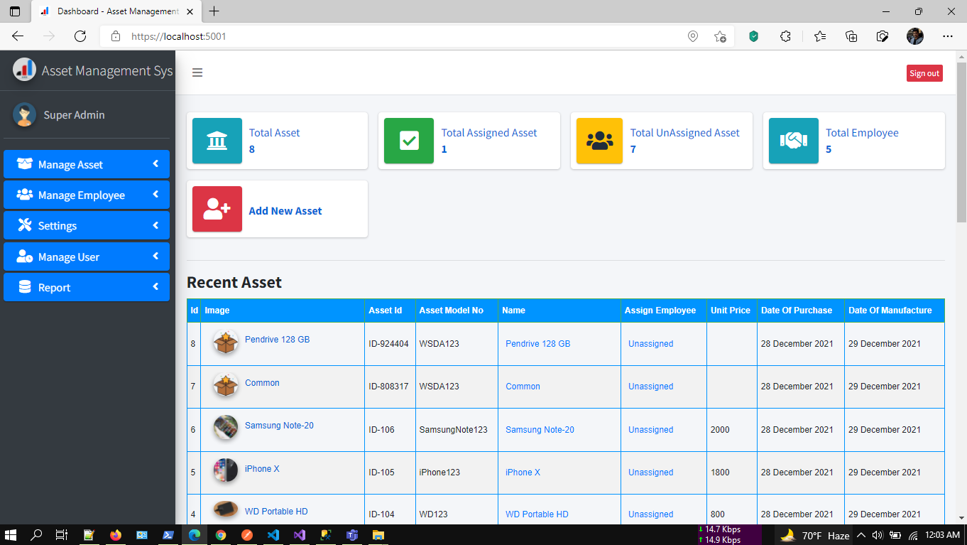 Asset Management System with Barcode | ASP.NET Core | EF Core | .NET Core 6.0 - 2