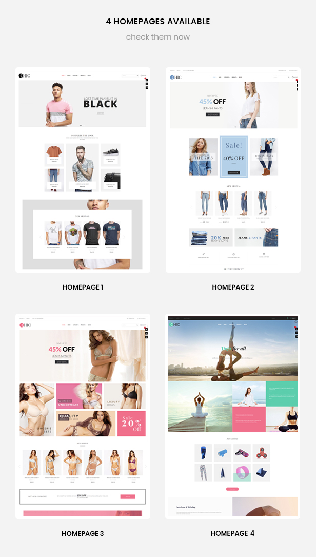 multiple homepages for fashion
